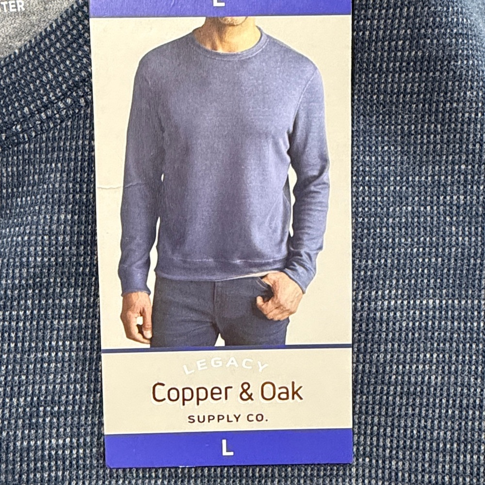NWT Copper & Oak Men’s Crew Pullover 75% Cotton Blue size L, XL